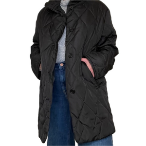 FEN-NELLI Quilted Black Barn Coat Mid Weight, fit XL to 2X Spring Fall Jacket